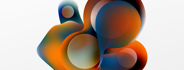 Fluid abstract background, round shapes and circle flowing design for wallpaper, banner, background or landing