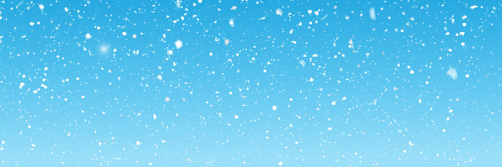 Obraz premium Winter blue sky with falling snow, snowflake. Holiday Winter background for Happy New Year. Vector illustration