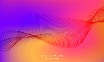 Abstract gradient background. Wave element for design. Digital frequency track equalizer. Stylized line art. Colorful shiny wave with lines created using blend tool. Curved wavy smooth stripe. Vector.