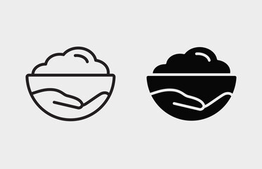 Icons of a plate with baby porridge. Vector illustration.