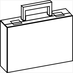 Vector, Image of suitcase icon, black and white in color, with transparent background