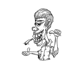 Hand drawn man smoking cartoon