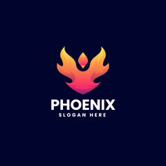 Vector Logo Illustration Phoenix Gradient Colorful Style.