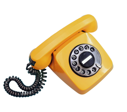 Retro vintage tephone handset on blue