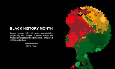 Black History Month for modern times illustration with paint color black women with afro hair silhouette