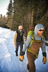 Hikers in the snow in Rocky mountains - Boulder county Colorado