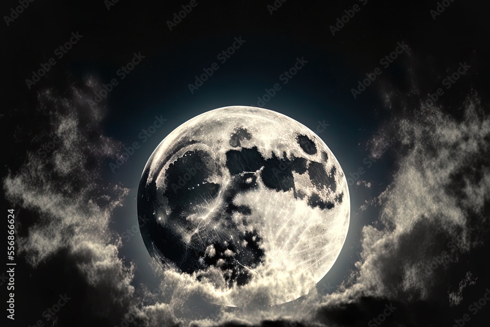 Poster skylit with a full moon generative ai