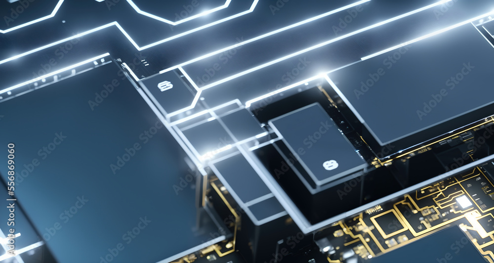 Poster technology background featuring a computer, circuit, and electronics. perfect for representing hardw