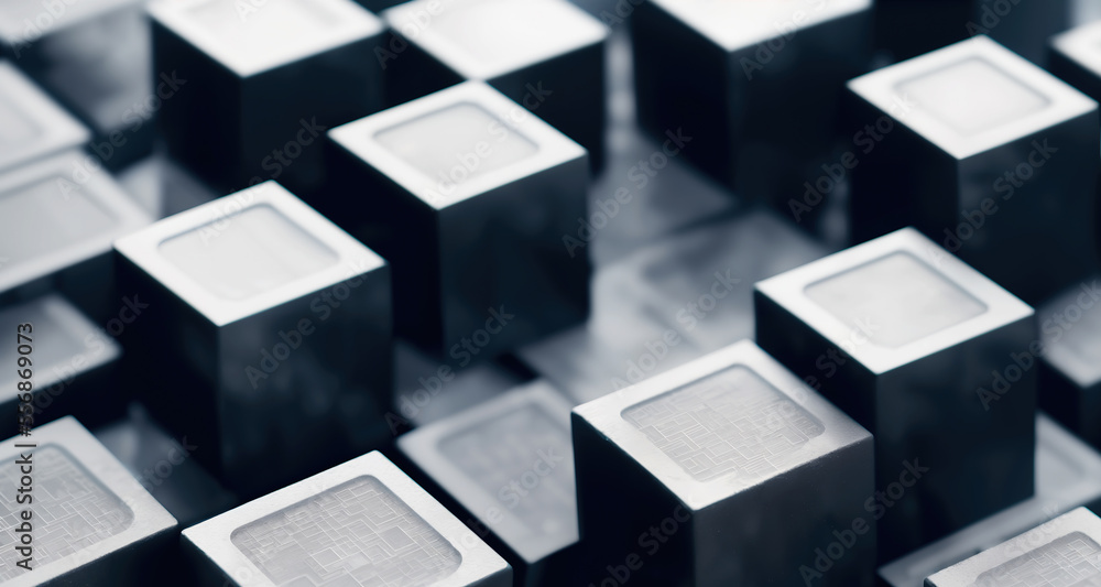 Poster abstract technology background of metallic cubes. featuring a futuristic design, perfect for any tec
