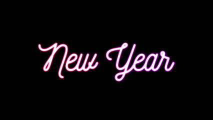 New Year Neon Text Editable Vector Illustration