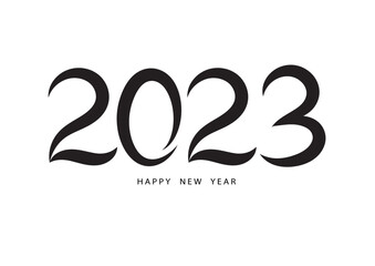 2023 happy new year black color vector, 2023 number design, 2023 year vector illustration,  Black lettering number template, typography logo, new year celebration, Holiday greeting card design