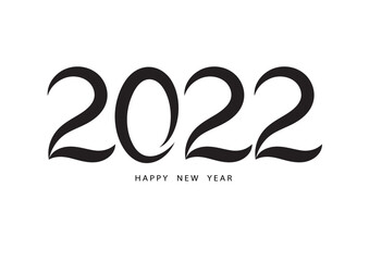 2022 happy new year black color vector, 2022 number design, 2022 year vector illustration,  Black lettering number template, typography logo, new year celebration, Holiday greeting card design