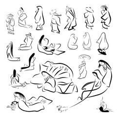 江戸時代に描かれた可愛い女性のイラスト　An illustration of a cute woman drawn in the Edo period.