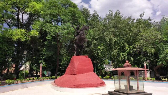 An Aerial Shot of Samadhi of Rani Lakshmi Bai at Gwalior, Madhya Pradesh, India