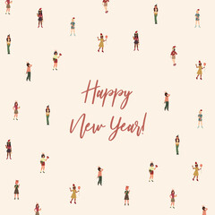 Traditional winter holiday celebration. Hand drawn Vector illustration