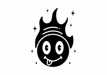 Illustration line art of emoticon tongue tattoo