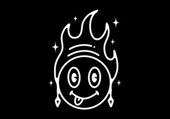 Illustration line art of emoticon tongue tattoo