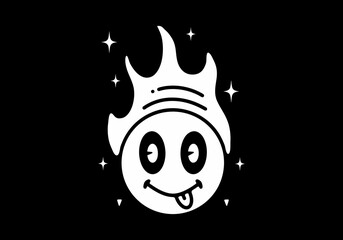 Illustration line art of emoticon tongue tattoo