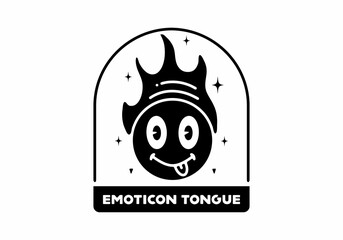 Illustration line art of emoticon tongue tattoo