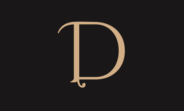 Alphabet D illustration monogram vector logo design in silver color and black background.