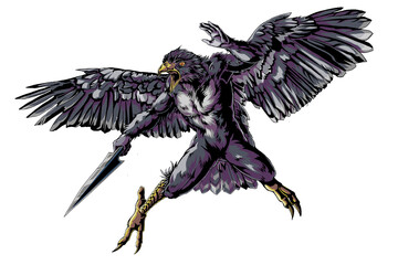 ゲームの怪物「ホークマン」RPG　monster　Werehawk　on white background