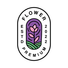 Premium Monoline Rose Flower Logo Design Emblem Vector illustration beauty floral badge symbol icon