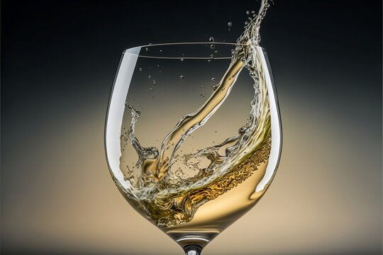 white wine being poured into glass 3d illustration