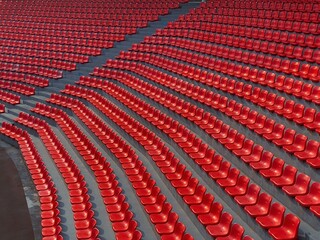 bright red stadium seats