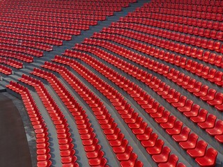 bright red stadium seats