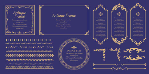 オシャレなフレーム。デザインテンプレート。ゴージャスな額のセット。
