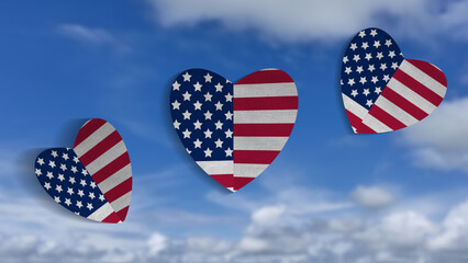 Obraz premium American heart on blur cloud background.