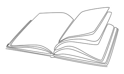 continuous line of book vector illustration study