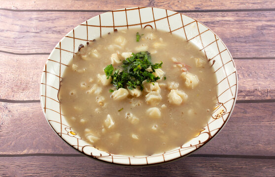 Patasca Andean nickname soup with beef and parsley