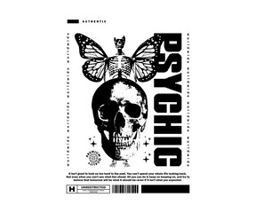 skull illustration with pixel style and retro poster t shirt design, vector graphic, typographic poster or tshirts street wear and Urban style