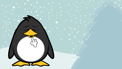 xmas penguin character cartoon christmas background postal illustration in vector format