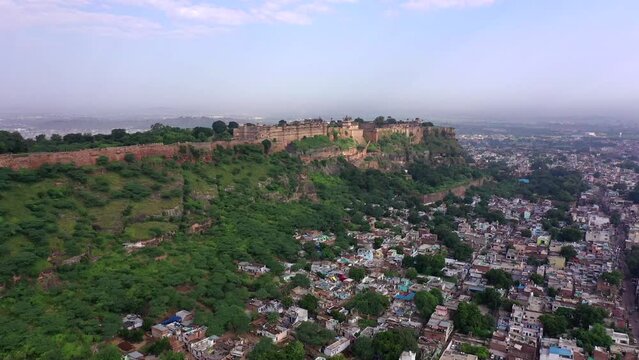 An Aerial Shot of Gwalior Fort at Gwalior, Madhya Pradesh, India