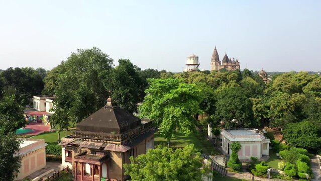 An Aerial Shot of Chaturbhuj Temple at Orchha, Madhya Pradesh, India