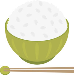 ご飯茶碗とお箸のアイコン　白米