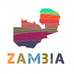 Fototapeta premium Zambia map design. Shape of the country with beautiful geometric waves and grunge texture. Astonishing vector illustration.