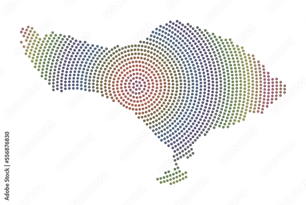 Poster bali dotted map. digital style shape of bali. tech icon of the island with gradient dots. creative v
