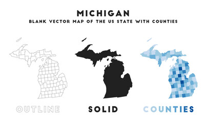 Michigan map. Borders of Michigan for your infographic. Vector us state shape. Vector illustration.