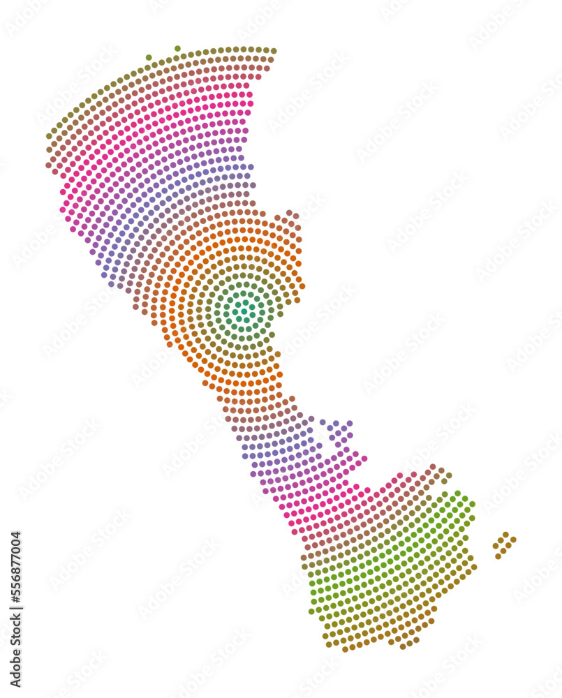 Poster boracay dotted map. digital style shape of boracay. tech icon of the island with gradiented dots. tr