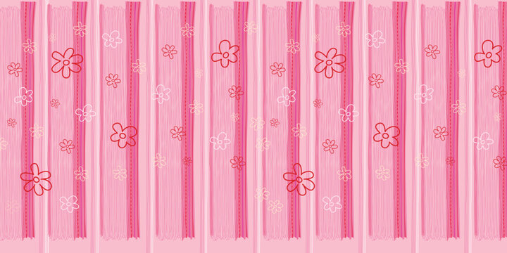 cute little flower pink line sugar barbie background vector decoration