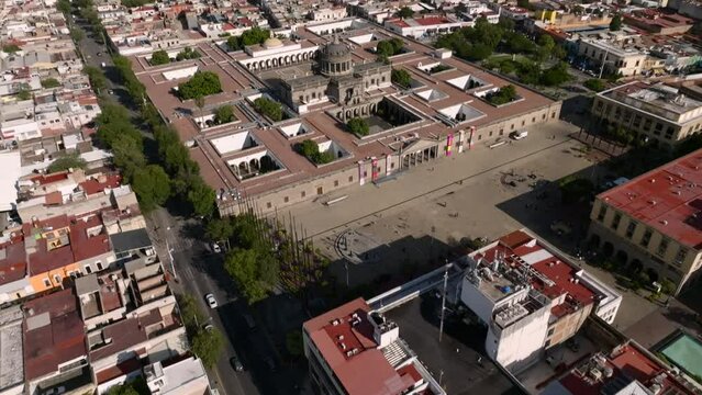 Tilt-up Revealed Museum Cabañas In Guadalajara City, Jalisco, Mexico. Aerial Shot