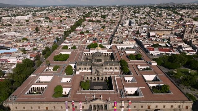 Hospicio Cabañas - UNESCO World Heritage Centre In Guadalajara, Jalisco, Mexico. Aerial Drone Shot
