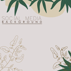 vector botanic, flowers, plants banner background square.suitable for social media post,	
