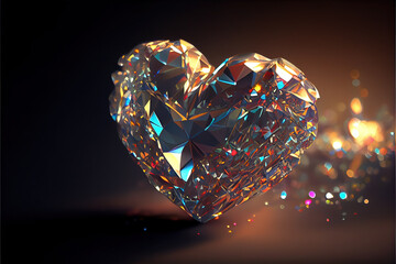 Fototapeta premium bling love , diamond heart shape, decor, romantic. Love and valentine day concept. Neural network generated Ai art. Digitally generated image. Not based on any actual scene or pattern.