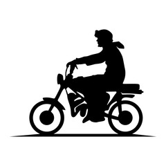man riding vintage motorcycle silhouette illustration