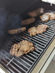 grilled steak medium rare for family dinner