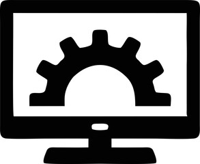 Computer icon symbol in a white background, black laptop icon symbol on the white background	
